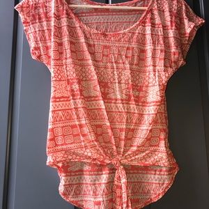 Orange Patterned Tie Shirt